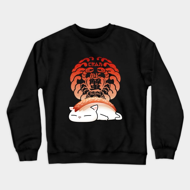 Crab Kani Sushi Cat Crewneck Sweatshirt by Takeda_Art